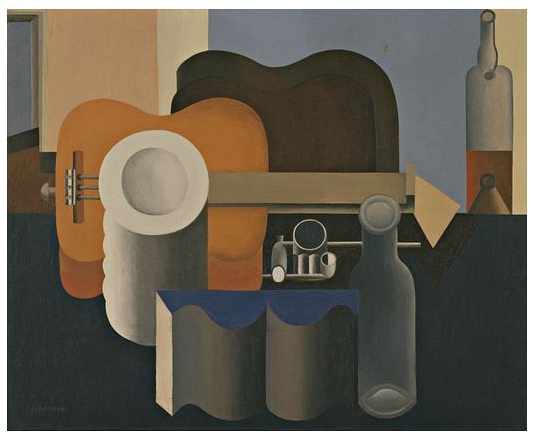 (静物,1920~1921) 他在立体主义绘画上的思考也影响了他自己的建筑