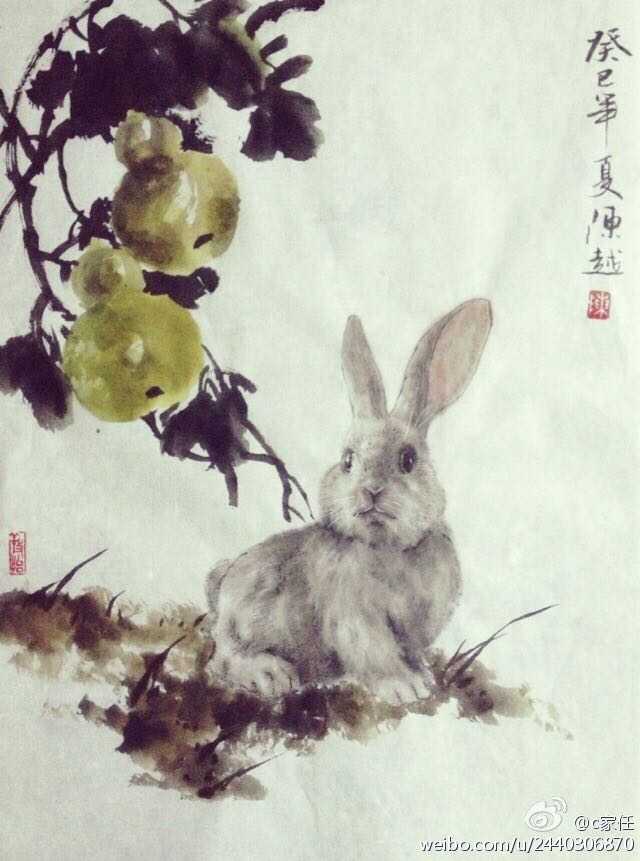 国画怎样画兔子?
