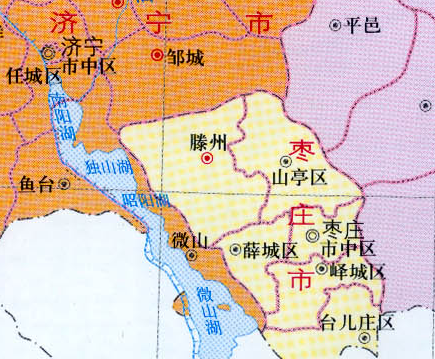 薛城,峄城)辖区,1953年将薛城县的夏镇(今微山县城),滕州的部分辖区