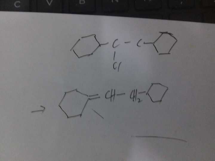 1,2-二环己基-1-氯乙烷消除一分子氯化氢得到产物是什么?