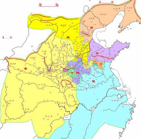 然后是战国时期的地图(约公元前257年)