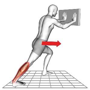 注意动作过程中髋向前推,后方正在拉伸的一侧腿,足跟向下沉.