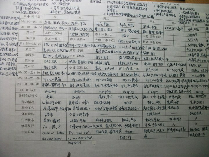 我就发一下当年"清华姐妹花"的作息时间表