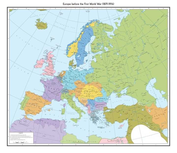 一战前欧洲各国领土分布