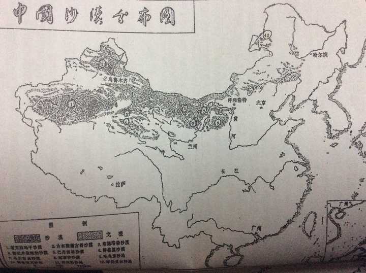 中国的沙漠分布图如下
