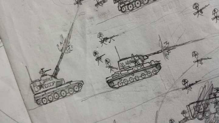 kv-1重型坦克 和一个自己画的自行火炮  不要问我为什么还有克kv-1