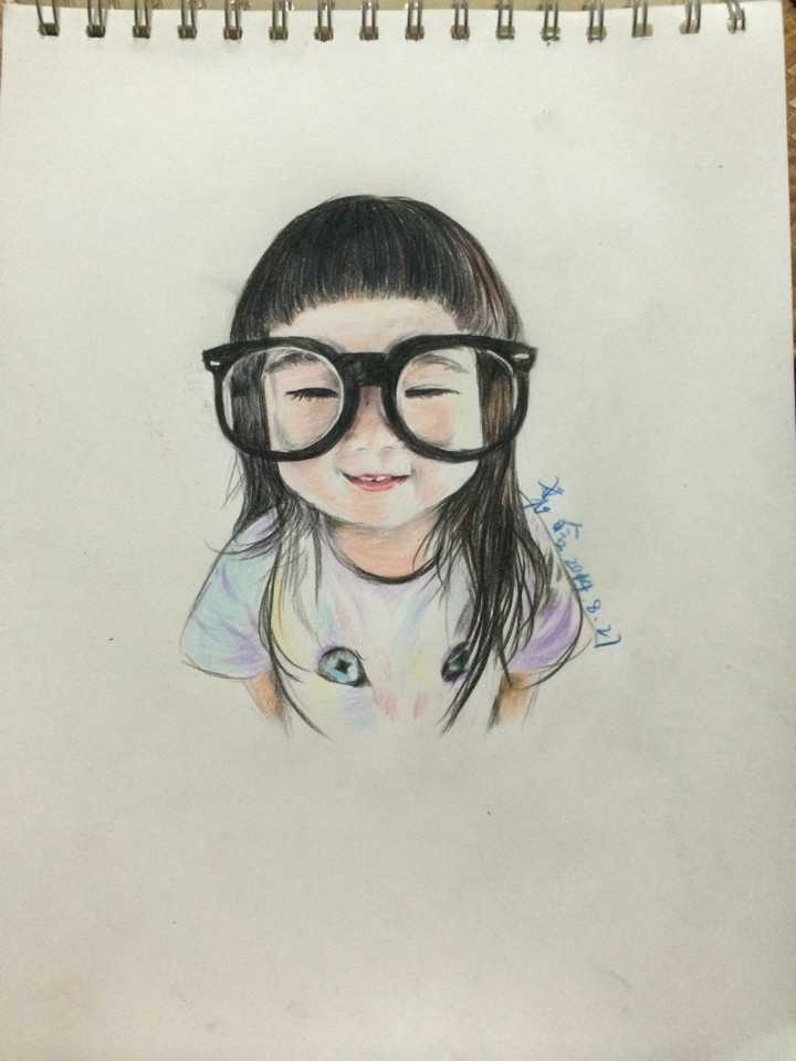 这是爸爸去哪儿很火的时候给朋友画了一张grace.