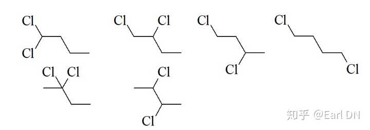 正丁烷的等效氢有两对,为什么二氯取代物有六种?