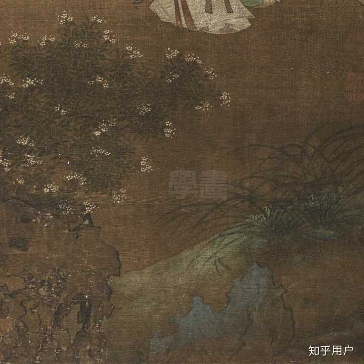 仇珠《女乐图》中背景里的开白色花的树是什么植物?