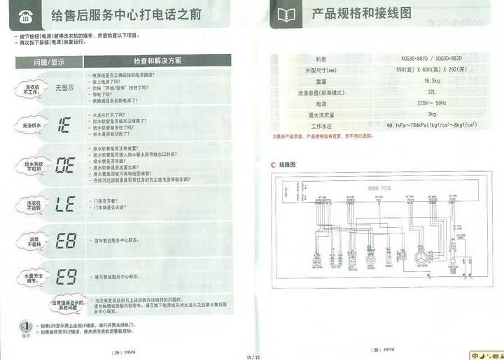 韩国大宇mini壁挂式洗衣机说明书弄没了,现在洗着洗着