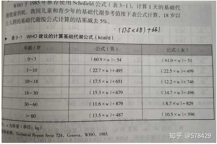 然后算出你的基础代谢