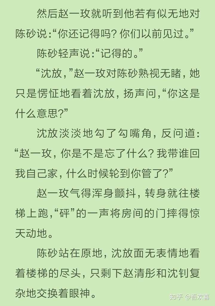 沈放那样对待赵一玫赵一玫还能喜欢沈放非他不可,只能说是真爱了,看