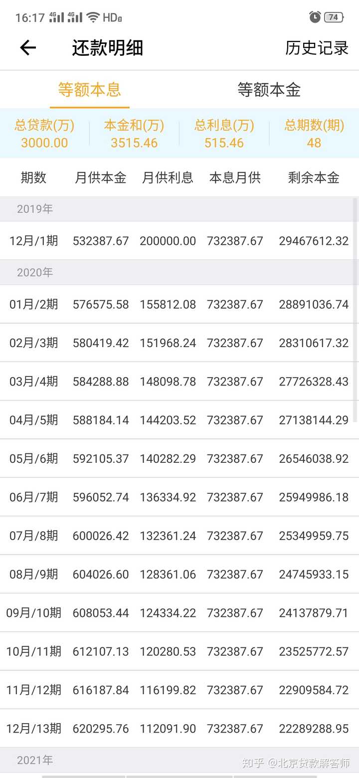 贷款3000万 还款期限为4年.贷款的利率为8%.每年还本付息.