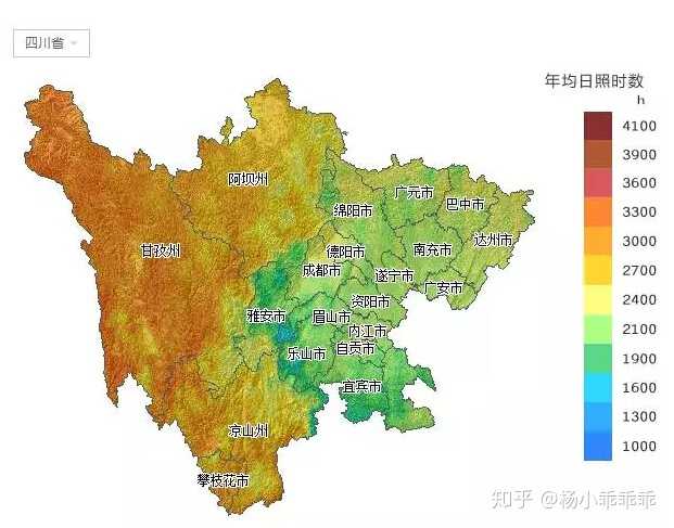 四川年均日照时数