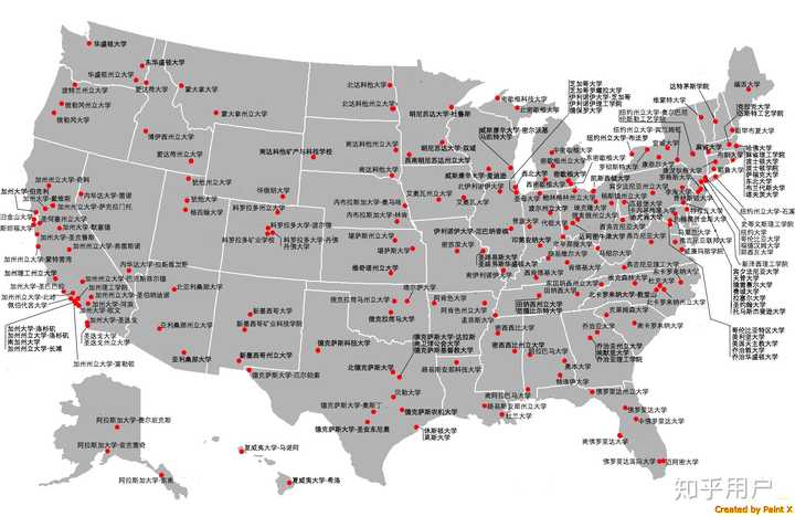 美国高校分布图(随手谷歌,侵删)