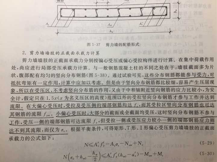 为什么剪力墙小偏心受压时墙肢内分布筋的作用均不予考虑? ?