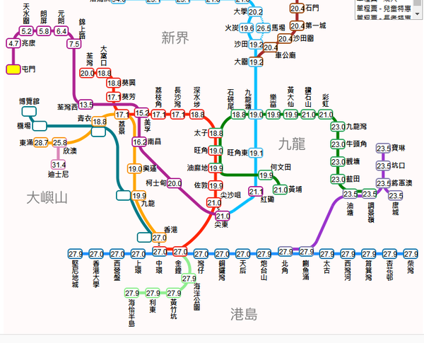 香港地铁(港铁)地图,车费查询