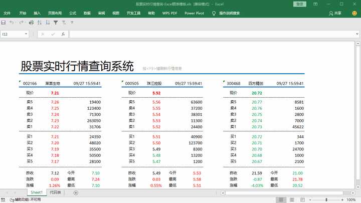 no,其实利用excel就可以轻松搞定了,只需要录入想要查询的股票代码,就