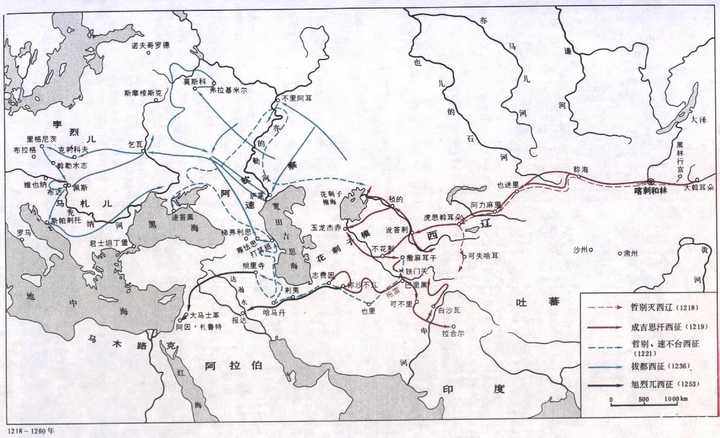 蒙古西征路线图