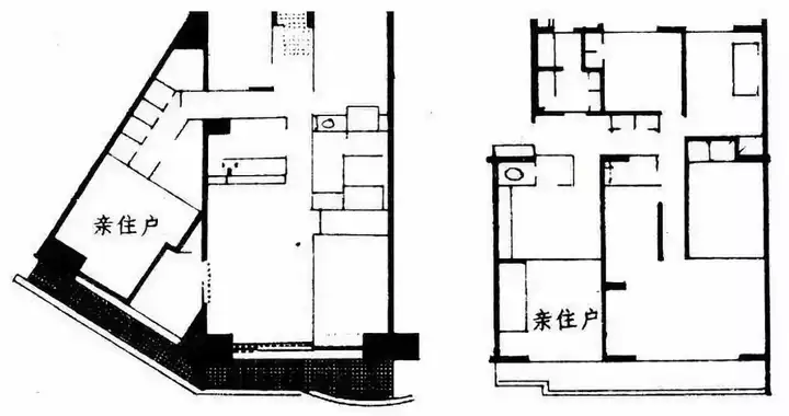 典型两代居住宅的户型示意图「亲住户」即老年人住所