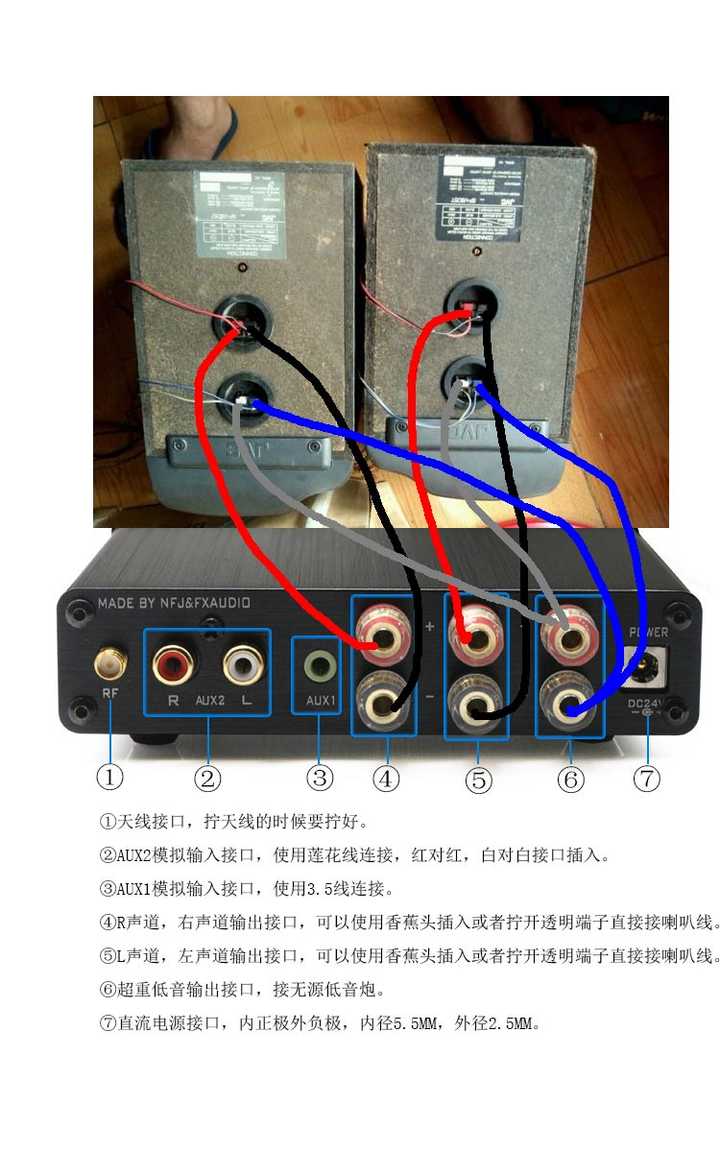 闲置2个jvc音箱,四接口.求推荐蓝牙功放,指点安装方法