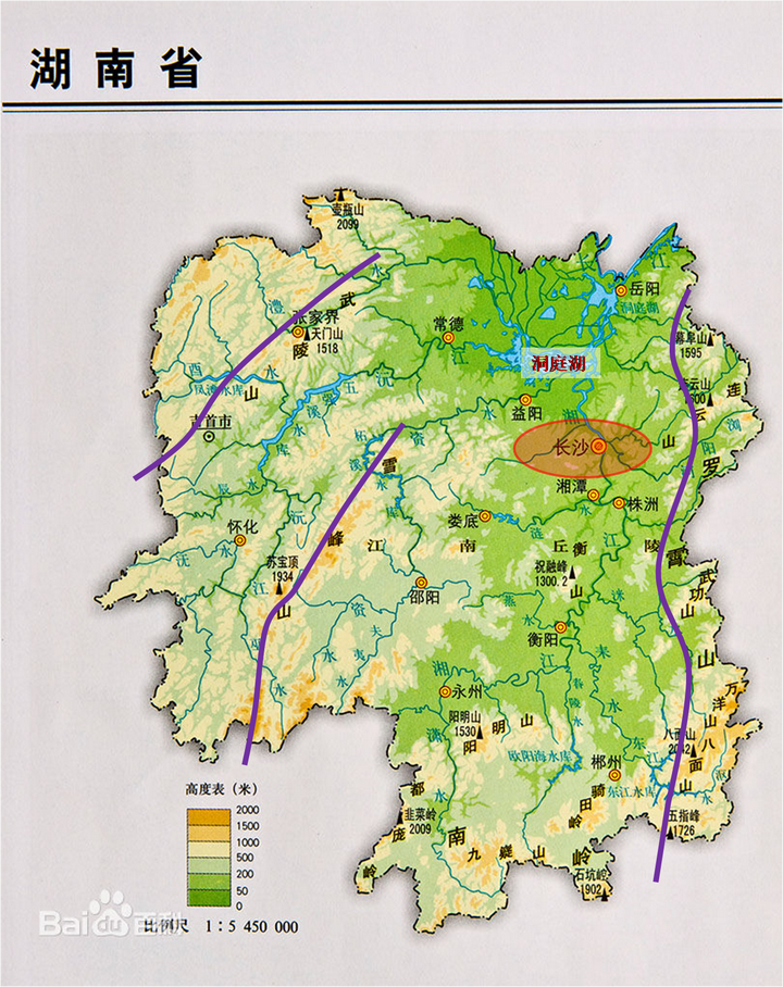 图1-3 湖南省地形图