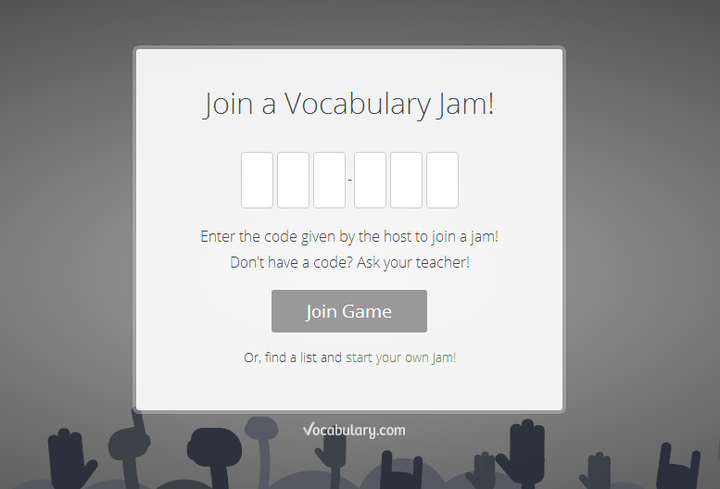 最后的vocabulary jam若加入需要输入验证码,或自己创建一个小队.