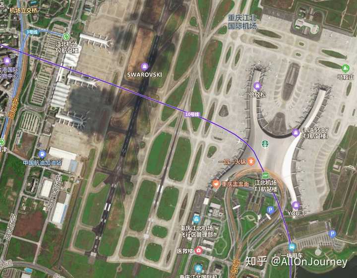 江北机场t2,t3(a)航站楼卫星图