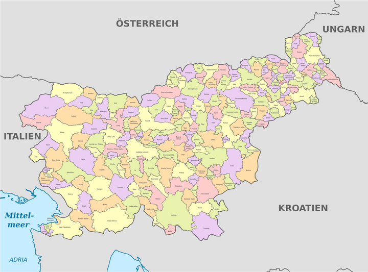 斯洛文尼亚共和国最新一级行政区图(包括最晚设立的obina ankaran)