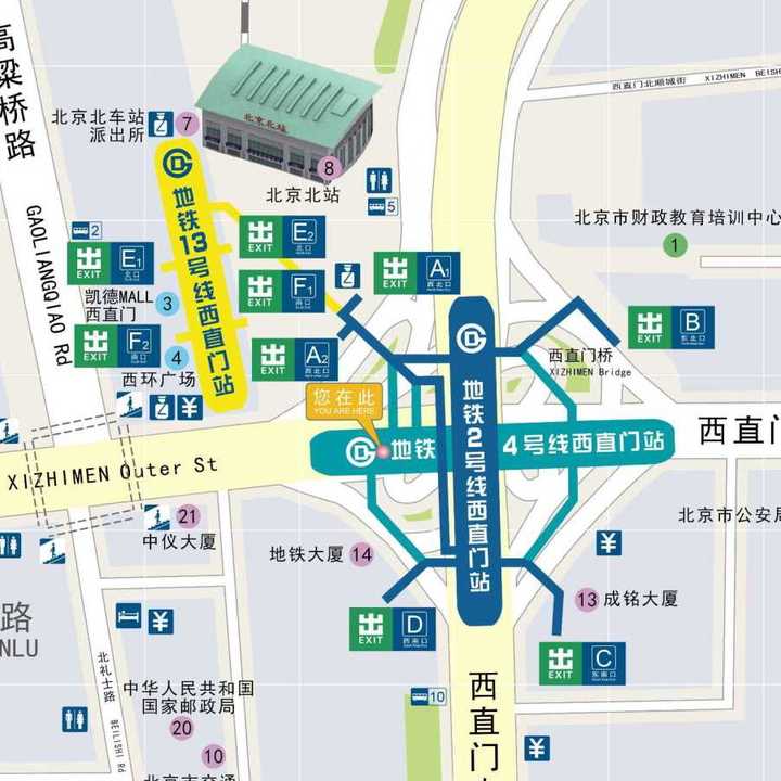 北京地铁站出入口对应字母的规律是什么