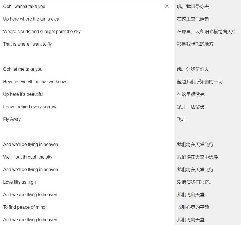 fly above歌词百度的翻译是这样的:网上的翻译是这样的:  显示全部