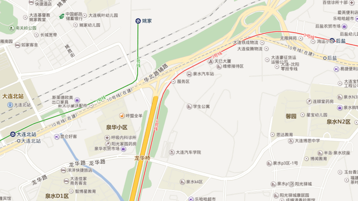 1号线姚家/大连北站与3号线之间距离非常近,却无换乘站