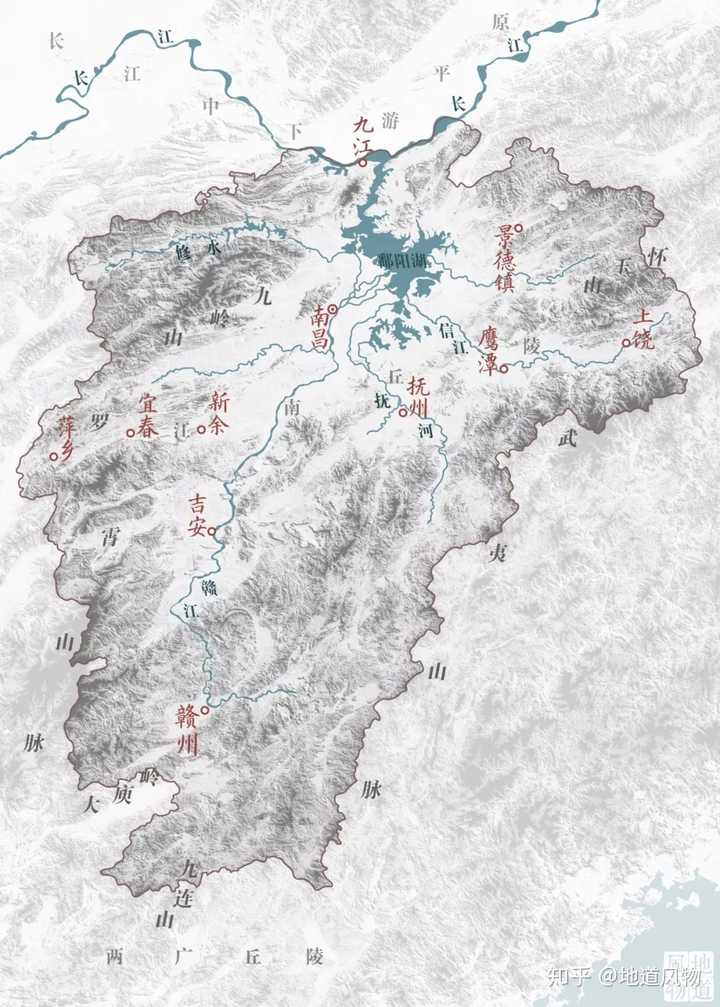 以水系,山脉为天然界限,江西省的版图自唐代设立江南西道开始,便基本