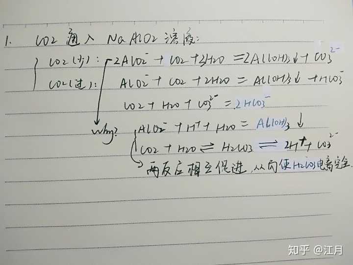 偏铝酸根和水和过量二氧化碳应生成氢氧化铝加碳酸氢钠 发布于 2017