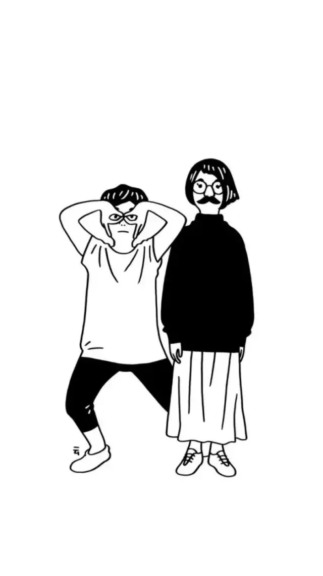 有没有类似这样白底简单黑色线条的人物图片作壁纸或者头像?