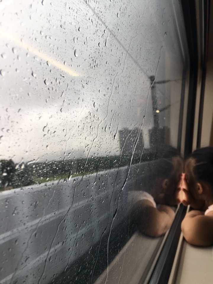 有次雨中坐高铁回家,没发车之前看到前面有个小女孩,莫名的就想拍一张