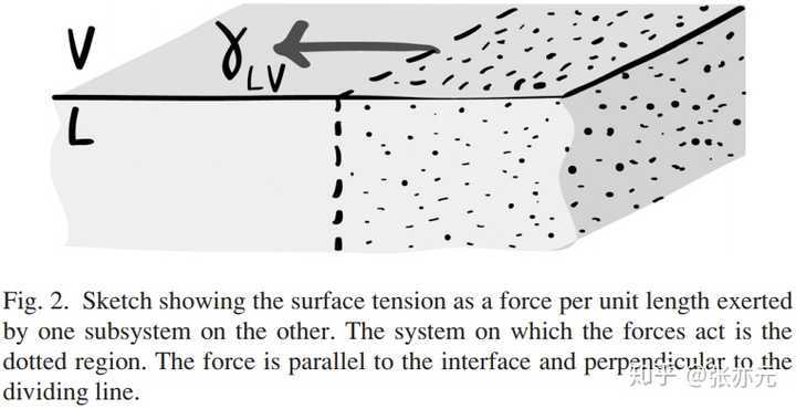 但图2中的力明显平行于界面,那么 第1个关键问题就是: 为什么表面张力