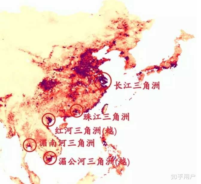 纵观整东亚,越南占据两个人口密集的红河三角洲和湄公河三角洲(侵删)