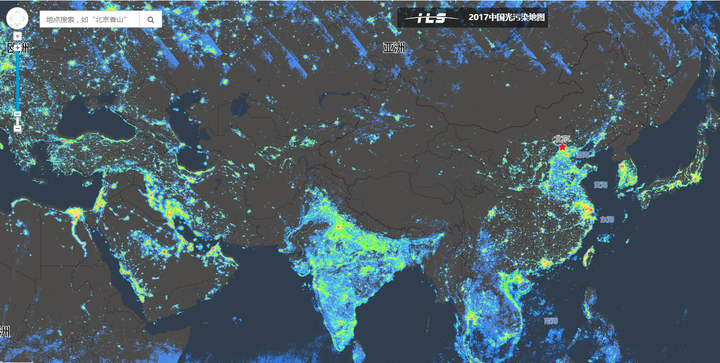 这是2017年中国地区的光污染地图