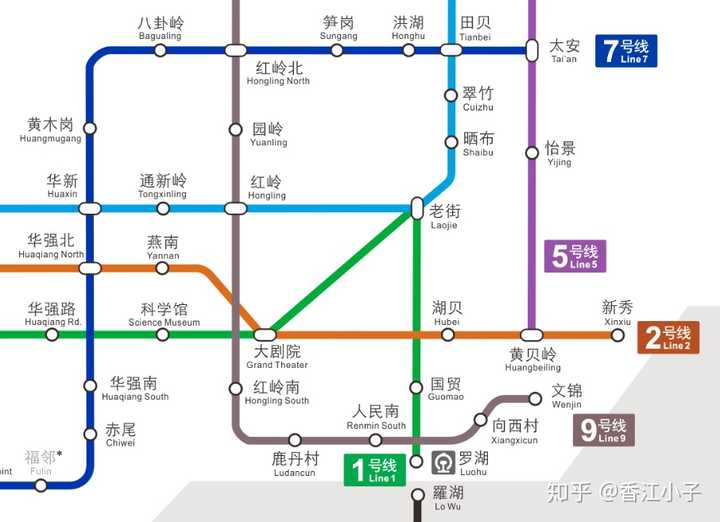 深圳罗湖区部分地铁车站图,来源于深圳地铁网站