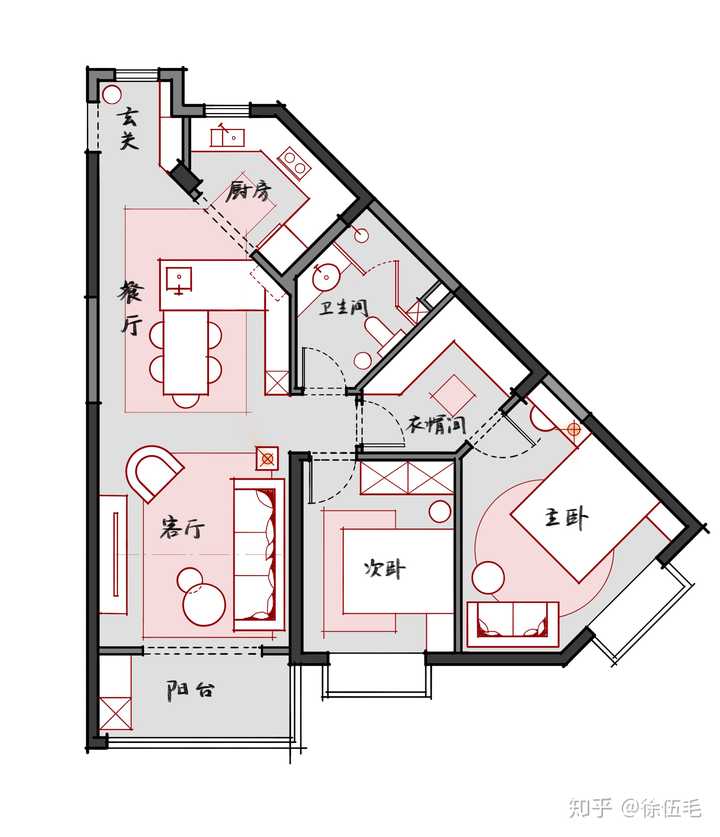 知乎用户 异形户型对于设计师来说是又爱又恨.