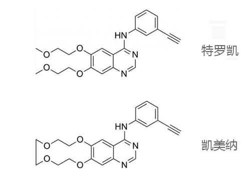 你可以看到两个的分子结构十分相似,只不过凯美纳的碳链末端多了个