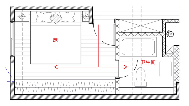 怎么才能让主卧的卫生间门不影响做衣柜,也不直接对着