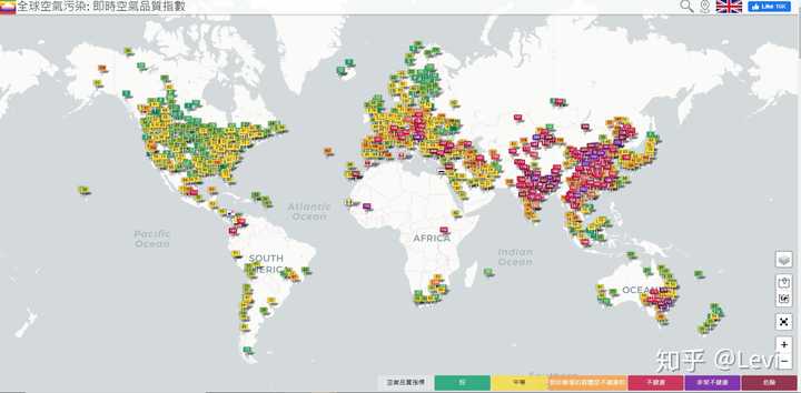 这是今天,也就是2020年1月8日 全球空气质量实时检测地图 综上,德约科