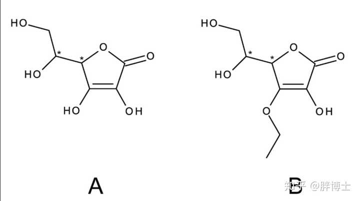 维生素c(图a)和维c乙基醚(图b)的结构