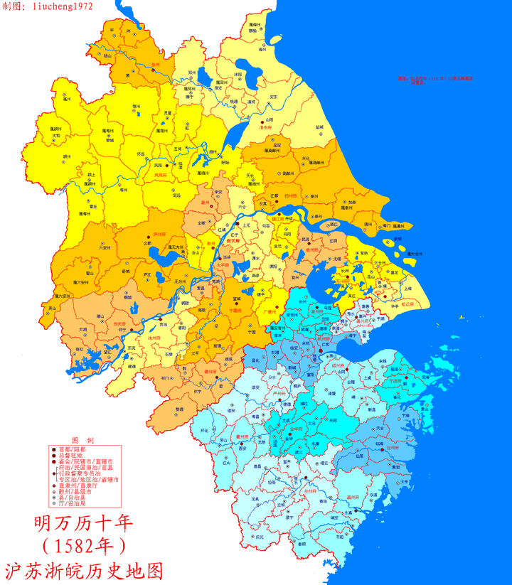 明代江浙沪皖分县地图.