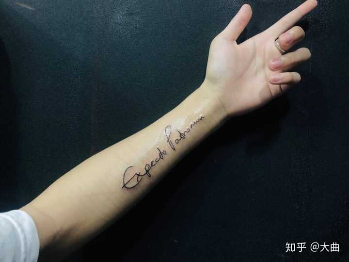 第一个纹身 是jk·罗琳给一个抑郁症女孩粉丝的信里写的呼神护卫 对