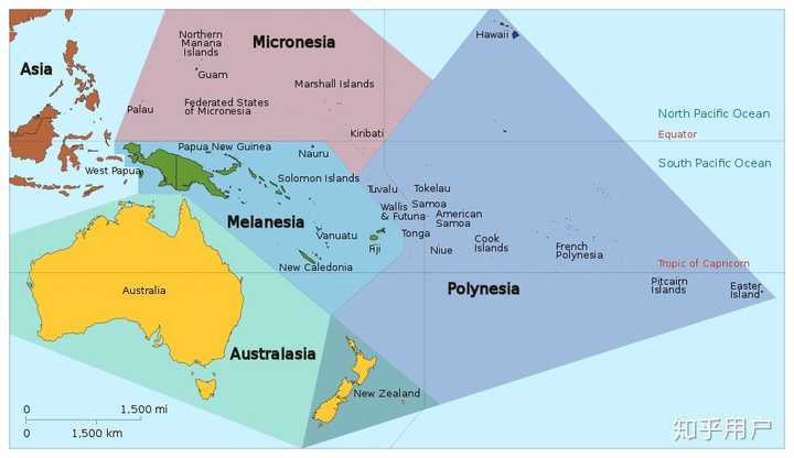 其范围主要包含澳大利亚大陆地区,塔斯马尼亚岛,新西兰,新几内亚岛和