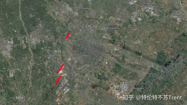 成都卫星地图(红色为机场跑道)