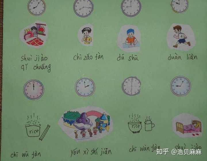可以在选择项的基础上采用图画形式来陪娃共同绘制属于她的作息时间表